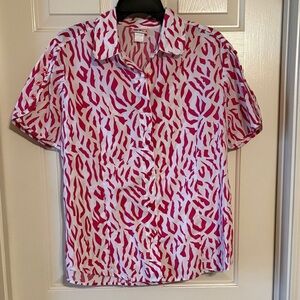 Two for one! Button Down Short Sleeve Pink Print and Green Print.